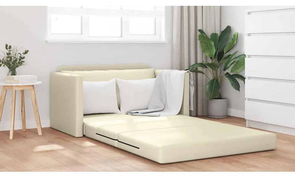 vidaXL Κρεβάτι καναπές Κρεμ 124 x 71 x 78 εκ Δερματίνη