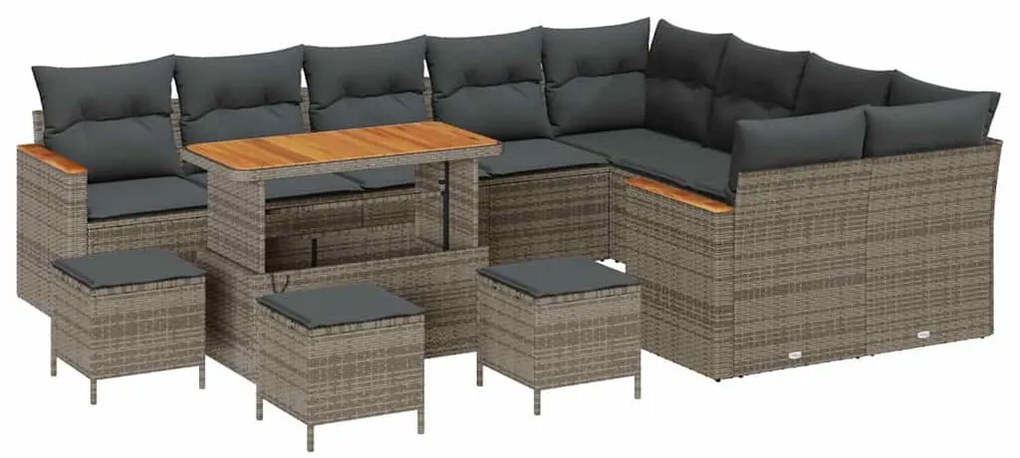 vidaXL Σετ Καναπέ Κήπου με μαξιλάρι 13 pcs Γκρι Πολυ ράταν
