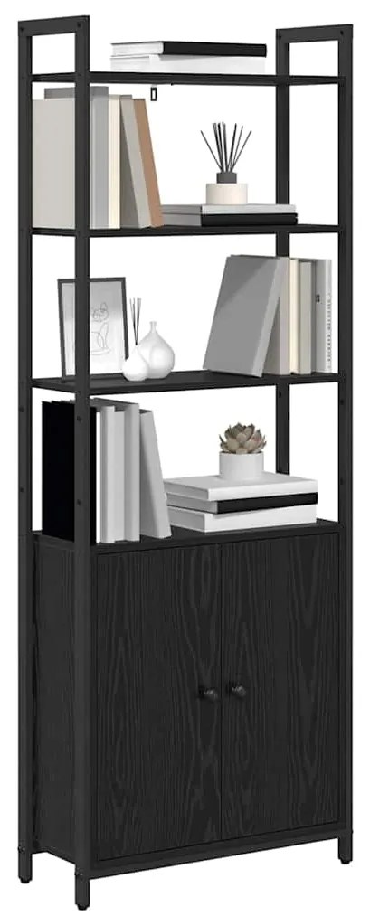 vidaXL Βιβλιοθήκη Μαύρη Οξυά 60 x 24 x 161 εκ Επεξεργασμένο ξύλο