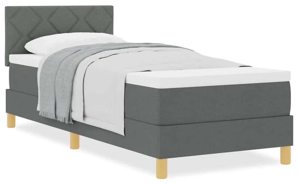 vidaXL Κρεβάτι box spring με στρώμα Σκούρο γκρι 80 x 200 cm ύφασμα