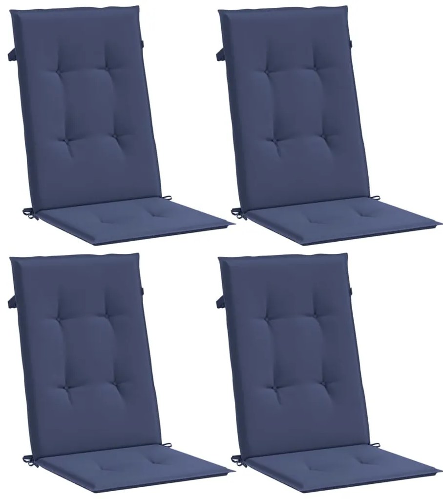 vidaXL Μαξιλάρια Καρέκλας με Πλάτη 4 τεμ. Ναυτικό Μπλε Υφασμάτινο