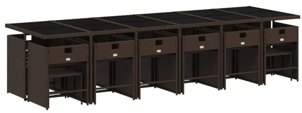 vidaXL Σετ Τραπεζαρίας Κήπου 17 τεμ Καφέ από Συνθ. Ρατάν με Μαξιλάρια