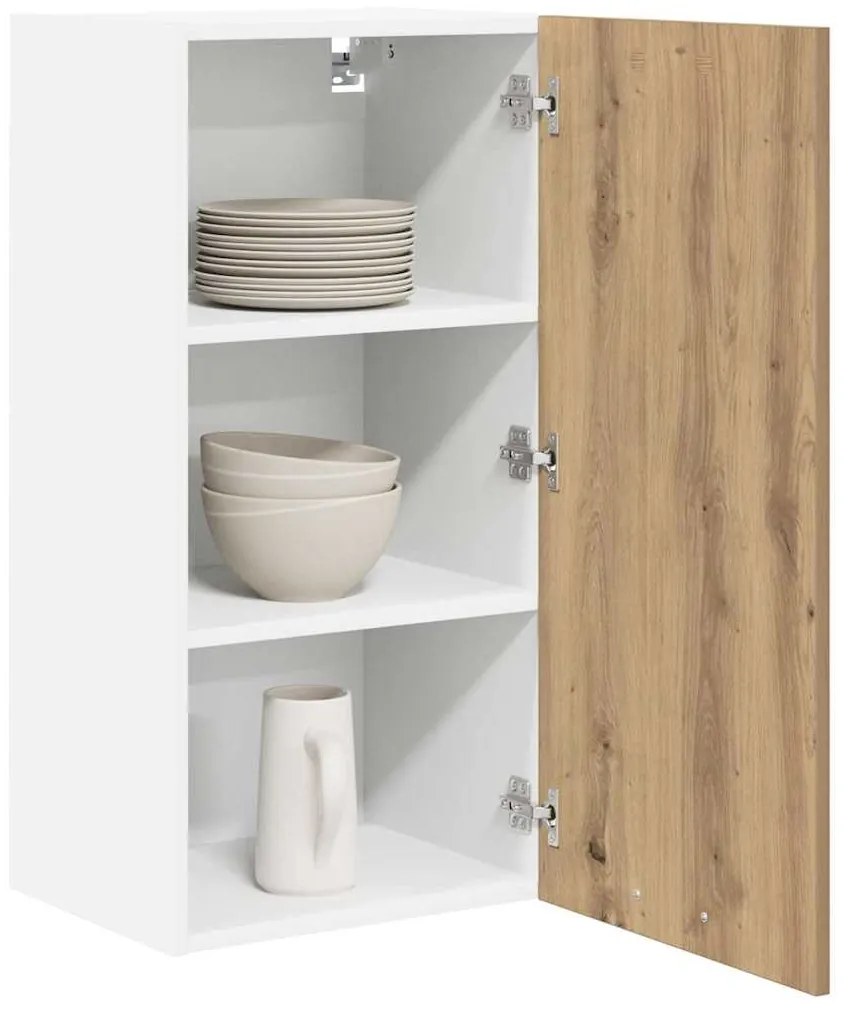 vidaXL Κρεμαστό ντουλάπι Χειροποίητη Δρυς και Λευκό 40 x 31 x 80 εκ.