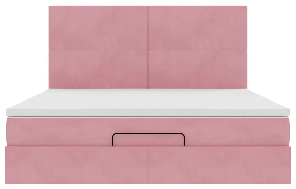 vidaXL Οθωμανικό κρεβάτι με στρώματα ροζ 180x200cm Velvet