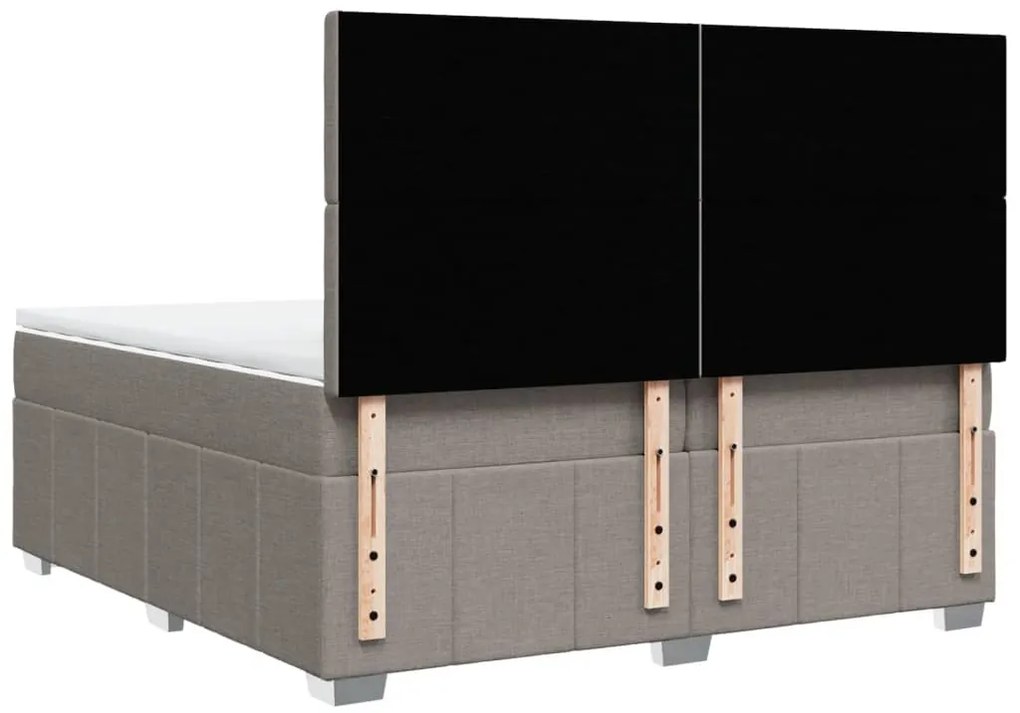 vidaXL Κρεβάτι Boxspring με Στρώμα Taupe 200x200 εκ. Υφασμάτινο