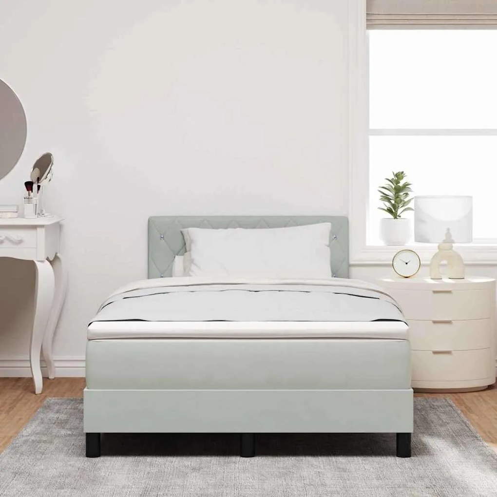 vidaXL Κρεβάτι με ελατήρια Ανοιχτό γκρι 120 x 190 cm Βελούδο