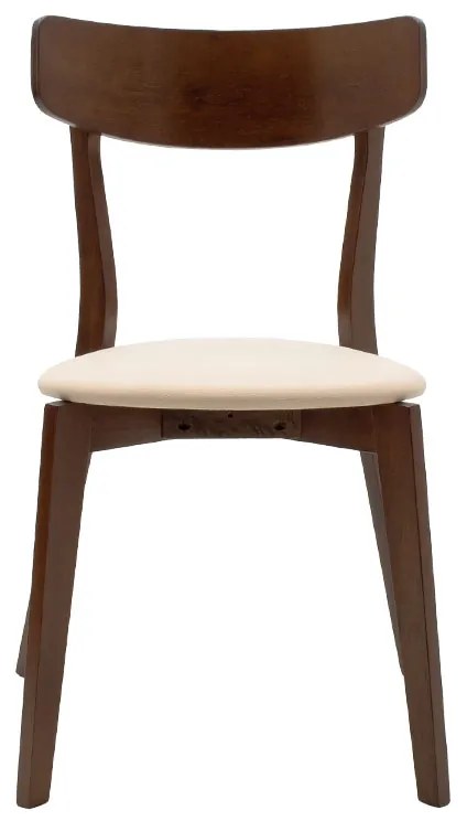 Καρέκλα Toto pakoworld μπεζ ύφασμα-rubberwood καρυδί πόδι (2 τεμάχια)