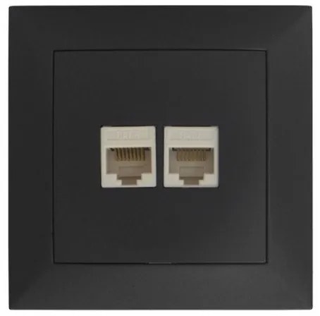 Πρίζα Δικτύου RJ45 Κατηγορία 6 Διπλή Πλήρης Lumen-15-02001-Ανθρακί 15-02001