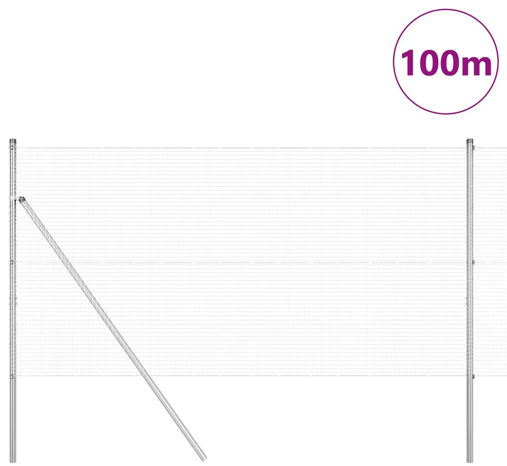 vidaXL Welded Wire Fence με 13 Πόλους 1x100 μ Γαλβανισμένος Χάλυβας