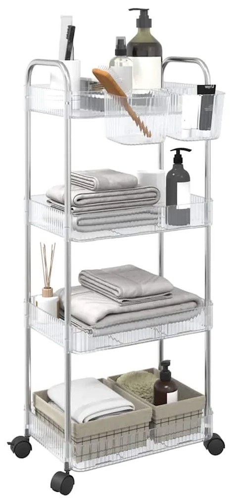 Καρότσι αποθήκευσης 4 Επίπεδα Διαφανές 37x28x95 εκ. Ακρυλικό