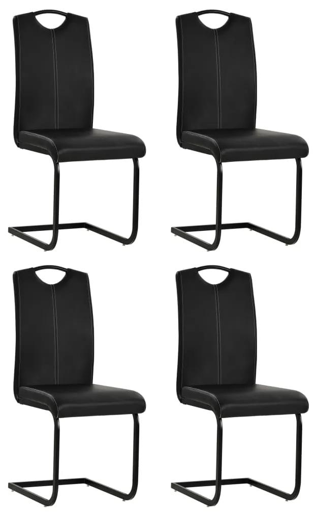 vidaXL Καρέκλες Τραπεζαρίας «Πρόβολος» 4 τεμ. Μαύρες Συνθετικό Δέρμα