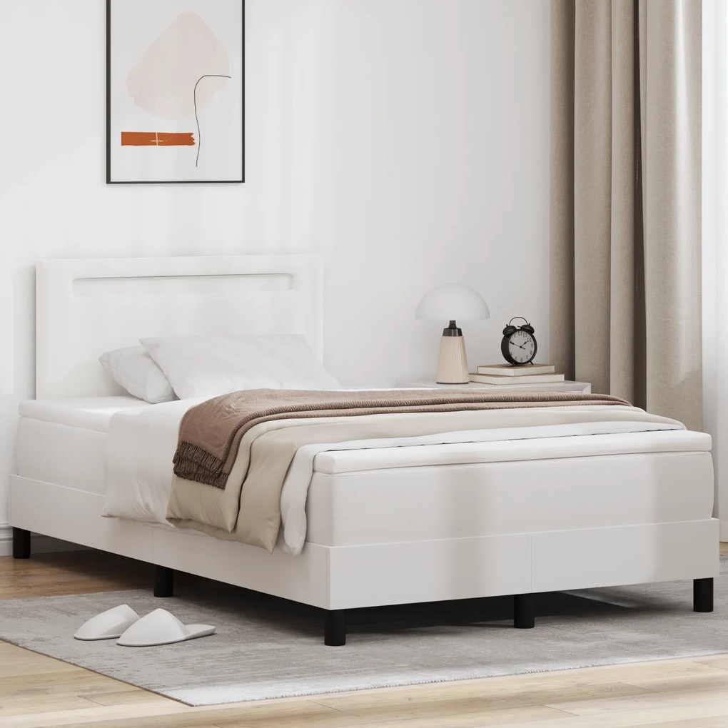 vidaXL Κρεβάτι με Στρώμα Λευκό, 120 x 200 εκ., Από Συνθετικό Δέρμα