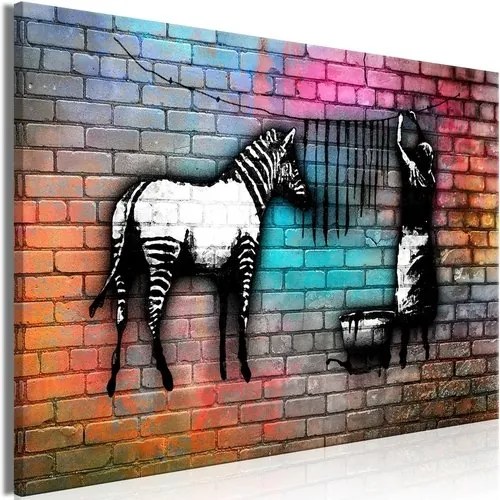 Πίνακας - Washing Zebra - Colourful Brick (1 Part) Wide - 120x80