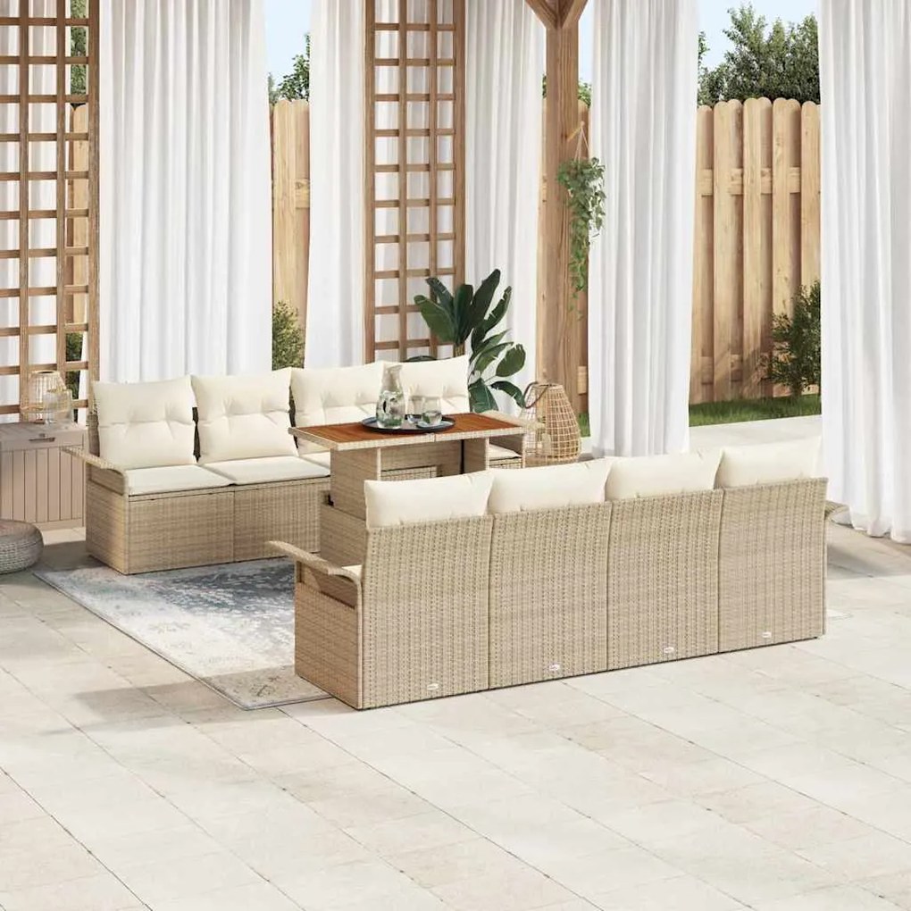 vidaXL Σετ Καναπέ Κήπου 7 pcs μπεζ και κρεμ 100 x 55 x 73 εκ