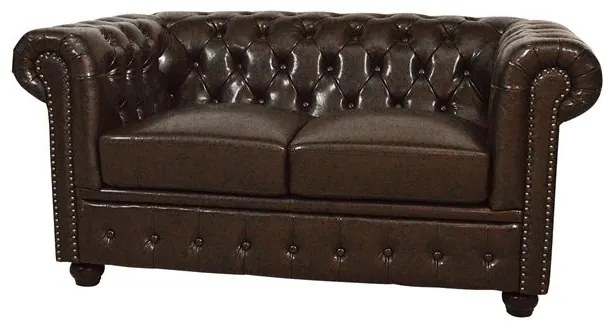 ΚΑΝΑΠΕΣ 2ΘΕΣΙΟΣ T.CHESTERFIELD HM3010.01 ΤΕΧΝΟΔΕΡΜΑ ΣΚΟΥΡΟ ΚΑΦΕ 155x90x73 εκ.