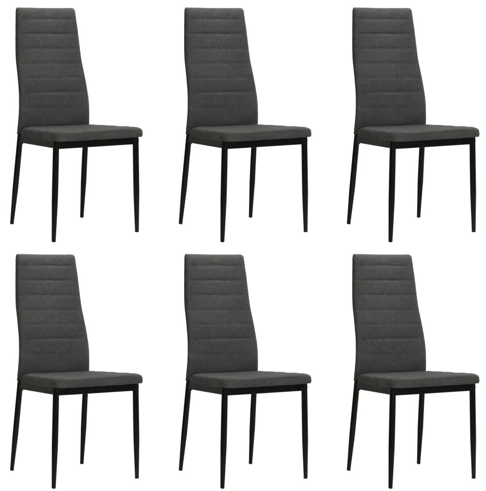Καρέκλες Τραπεζαρίας 6 τεμ. Σκούρο Γκρι Υφασμάτινες