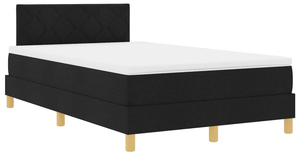 vidaXL Κρεβάτι Box Spring με Στρώμα & LED Μαύρο 120x190 εκ. Υφάσματος