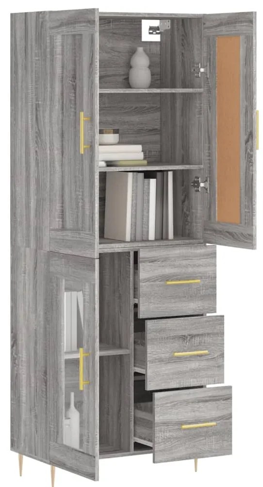 vidaXL Ντουλάπι Γκρι Sonoma 69,5 x 34 x 180 εκ. Επεξεργασμένο Ξύλο