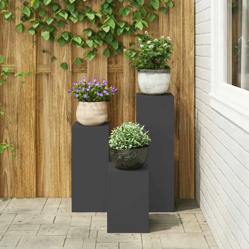 vidaXL Στήριξη φυτών 3 pcs Μαύρο 24 x 24 x 75 εκ. Ατσάλι