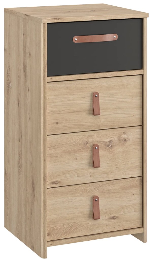 Insi Arthus Συρταριέρα ψηλή με 4 συρτάρια 44x41x87εκ. Artisan Oak / Black  0201.GM70