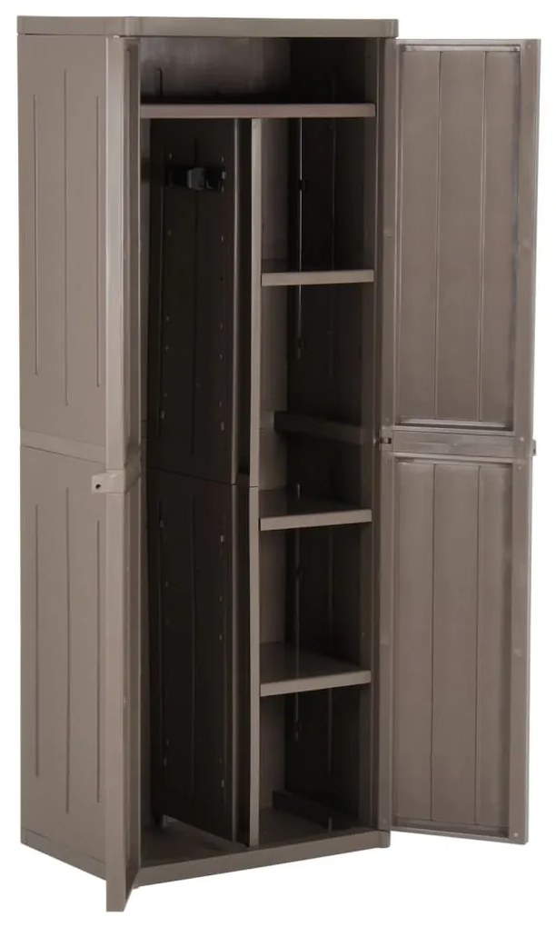 vidaXL Ντουλάπι Αποθήκευσης Κήπου Καφέ 65x45x172 εκ. PP Εμφάνιση Ξύλου