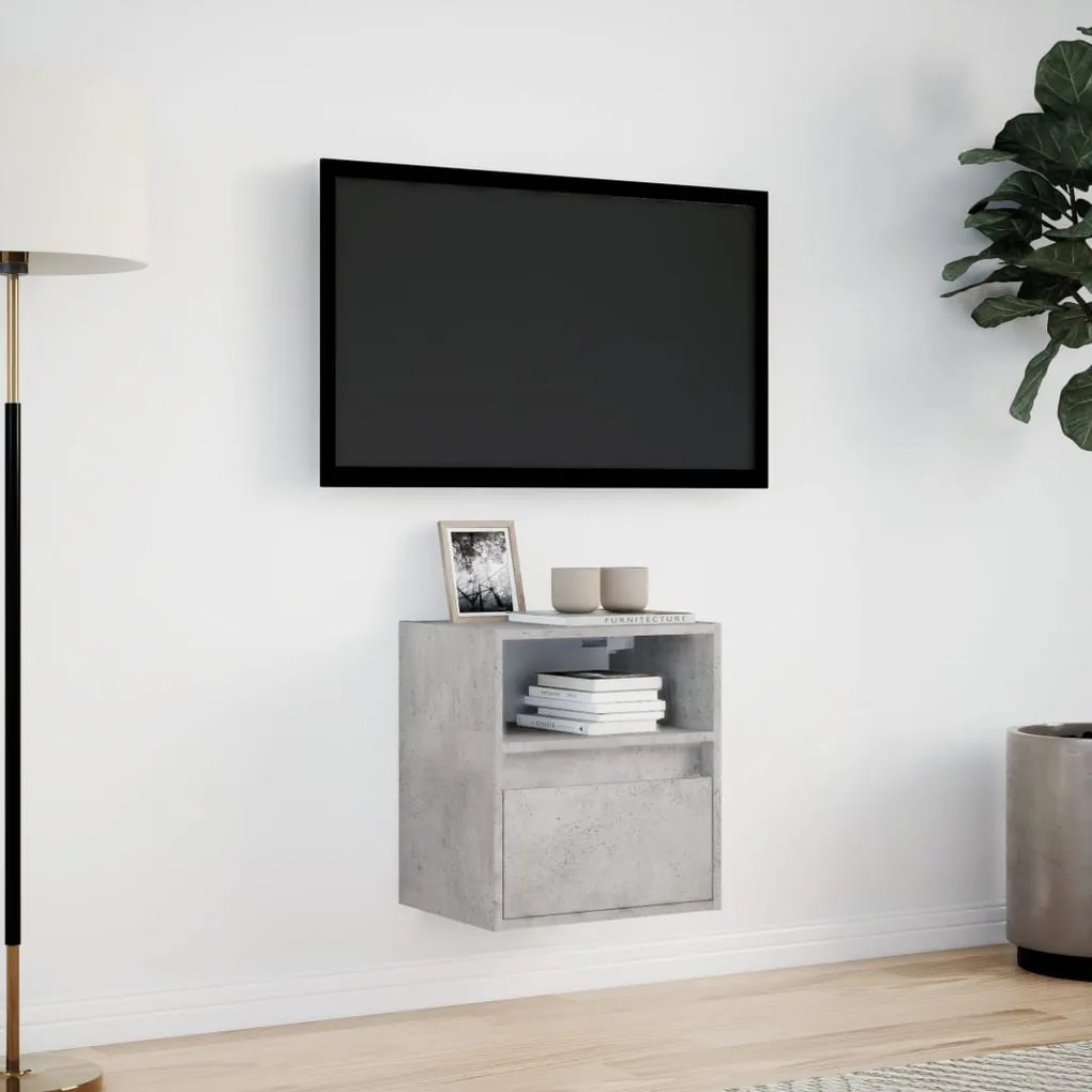 vidaXL Έπιπλο Τοίχου Τηλεόρασης με LED Γκρι Σκυροδέματος 41x31x45 εκ.