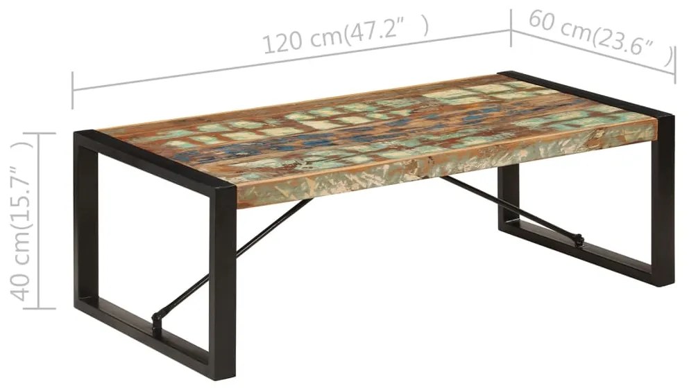 vidaXL Τραπεζάκι Σαλονιού 120 x 60 x 40 εκ. Μασίφ Ανακυκλωμένο Ξύλο
