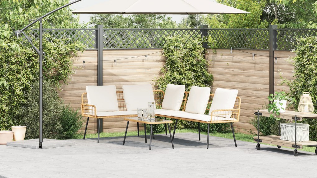 vidaXL Καναπές Σε Σχήμα L Φυσικός 231x173x78 cm Από Πολυ Ρατάν