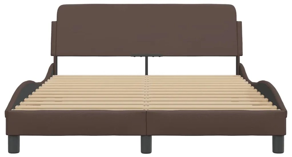 vidaXL Πλαίσιο Κρεβατιού με Κεφαλάρι Καφέ 140x200 εκ. Συνθετικό Δέρμα