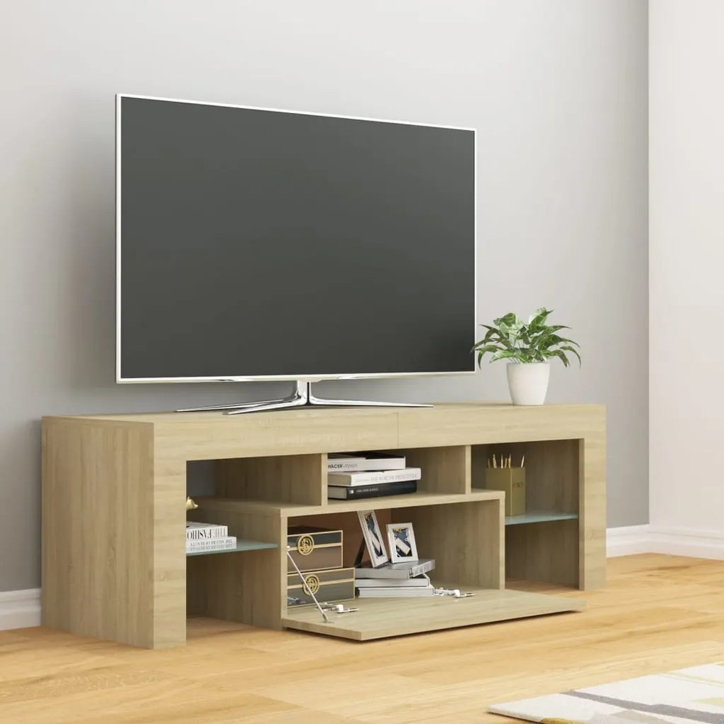 vidaXL Έπιπλο Τηλεόρασης με LED Sonoma Δρυς 120x35x40 εκ.