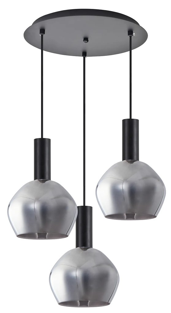 SE21-BL-4-3BL-GL2 ADEPT TUBE Black Pendant Smoked Glass+