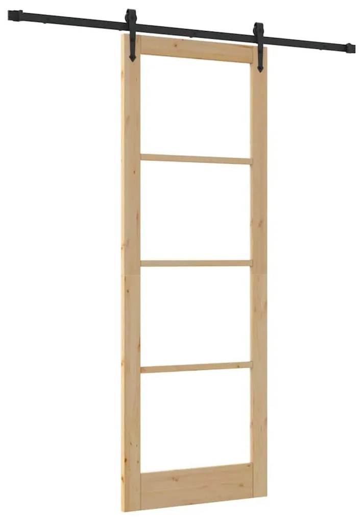 vidaXL Συρόμενη Πόρτα Φυσικό και Μαύρο 83 x 232 εκ.