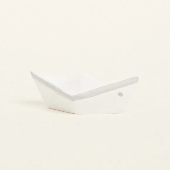 Beauty Home ΚΕΡΑΜΙΚΟ ΚΑΡΑΒΑΚΙ 7,5 x 3,5 x 3 cm ΛΕΥΚΟ / ΓΚΡΙ