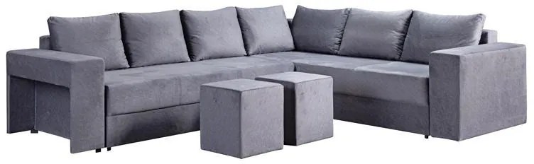 Γωνιακός Καναπές - Κρεβάτι LARA Γκρί 286x250x69εκ. 286x250x69 εκ.