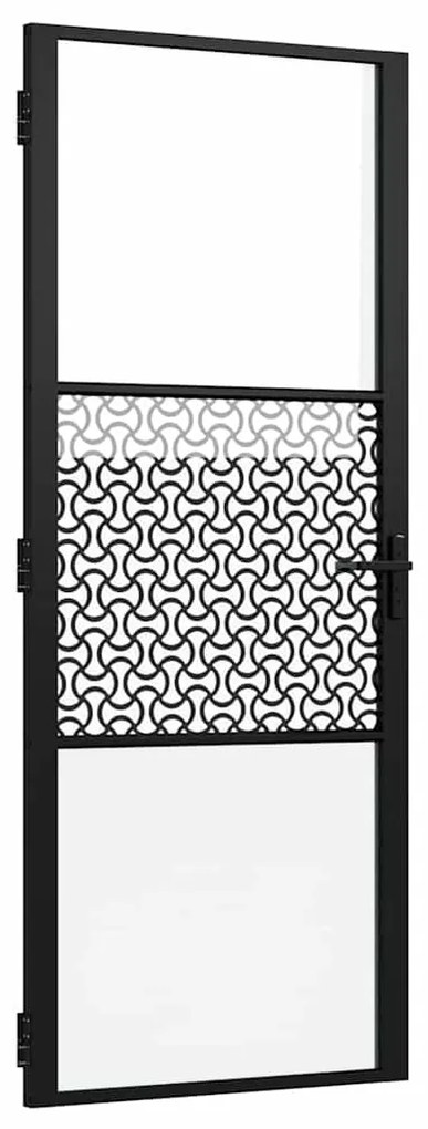 vidaXL Εσωτερική Πόρτα Μαύρο 83 x 201.5 cm Tempered γυαλί, Αλουμίνιο