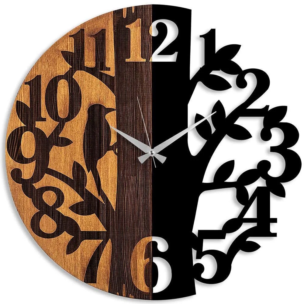Ρολόι Τοίχου 539TNL1170 Φ56cm Walnut-Black Wallity Μέταλλο,Ξύλο