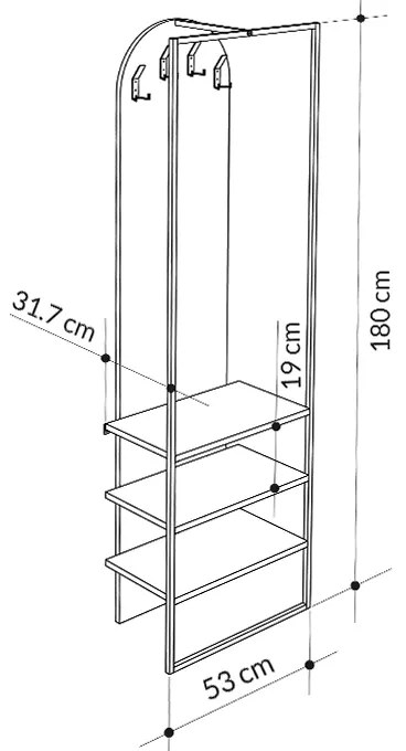 Έπιπλο εισόδου Archy Megapap χρώμα ανοιχτό καρυδί 53x31,7x180εκ.