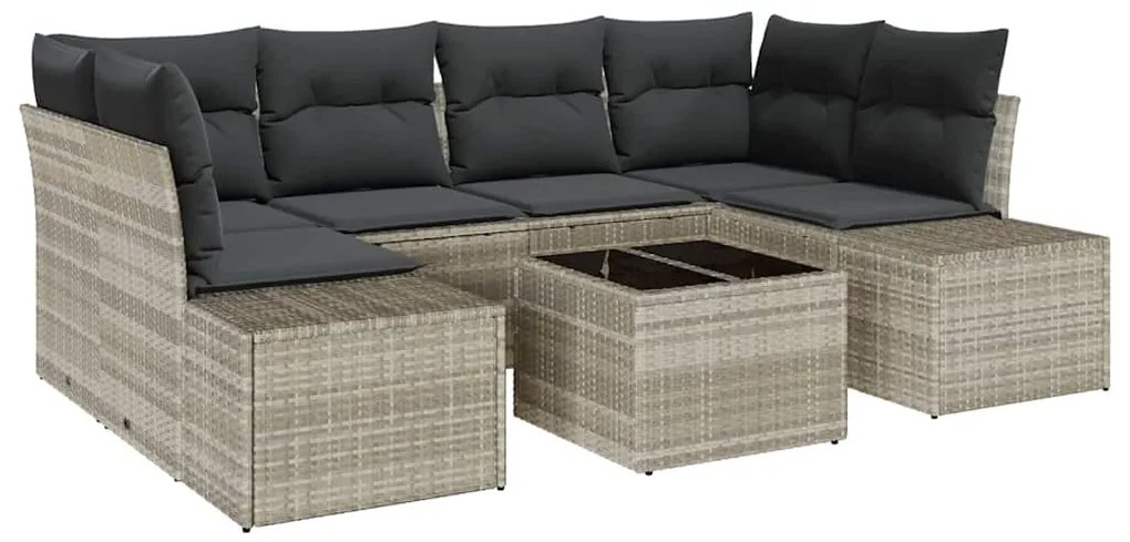 vidaXL Σετ Καναπέ Κήπου με μαξιλάρι 7 pcs Ανοιχτό γκρι 55 x 55 x 37 εκ