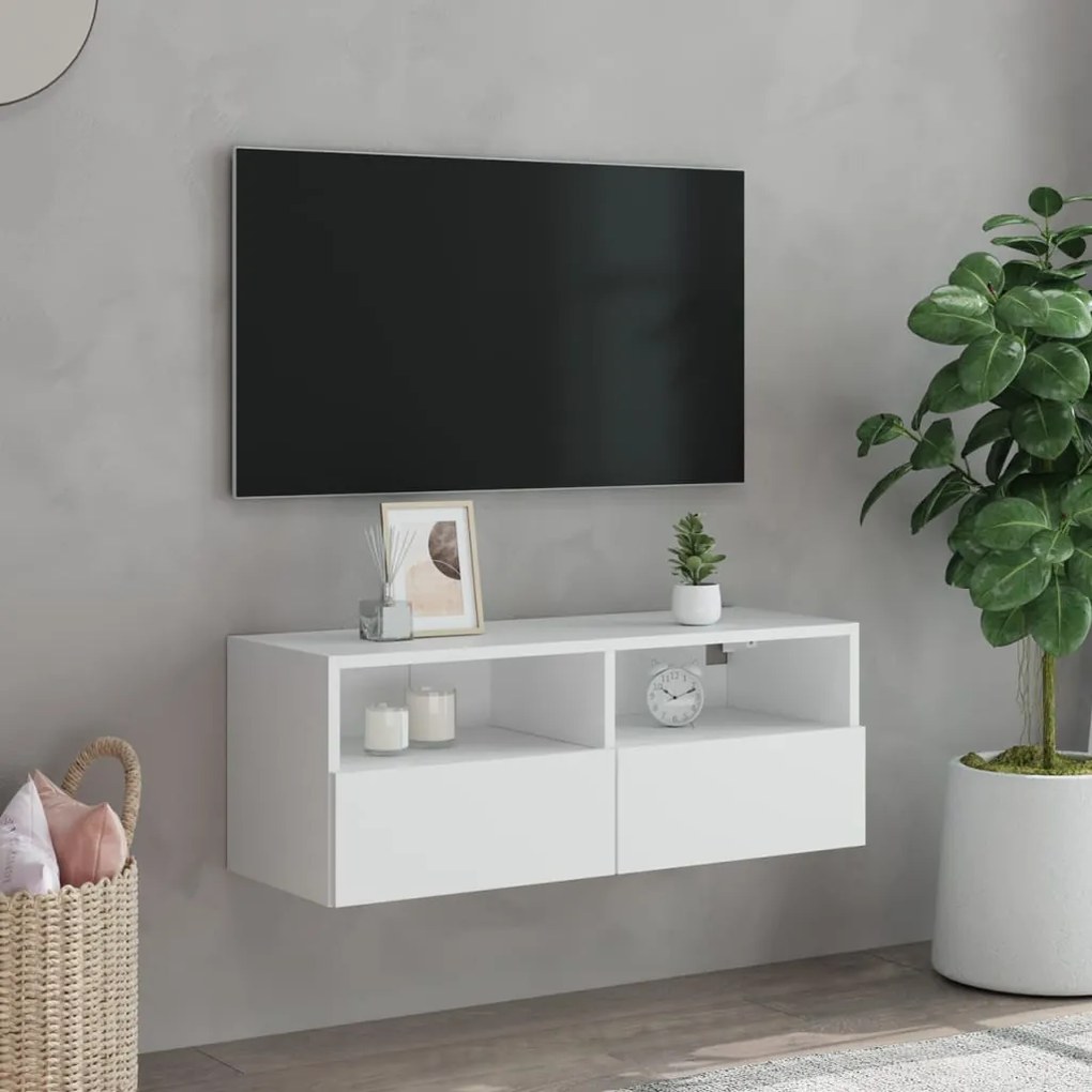 vidaXL Έπιπλο Τοίχου Τηλεόρασης Λευκό 80 x 30 x 30 εκ. από Επεξ. Ξύλο