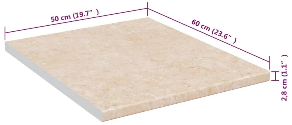 vidaXL Πάγκος Κουζίνας Μπεζ με Υφή Μαρμάρου 50x60x2,8 εκ Μοριοσανίδα
