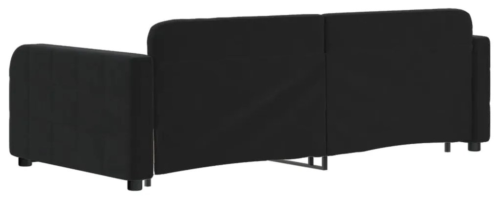 vidaXL Καναπές Κρεβάτι Συρόμενος Μαύρο 90x190 εκ. Βελούδο &amp; Συρτάρια