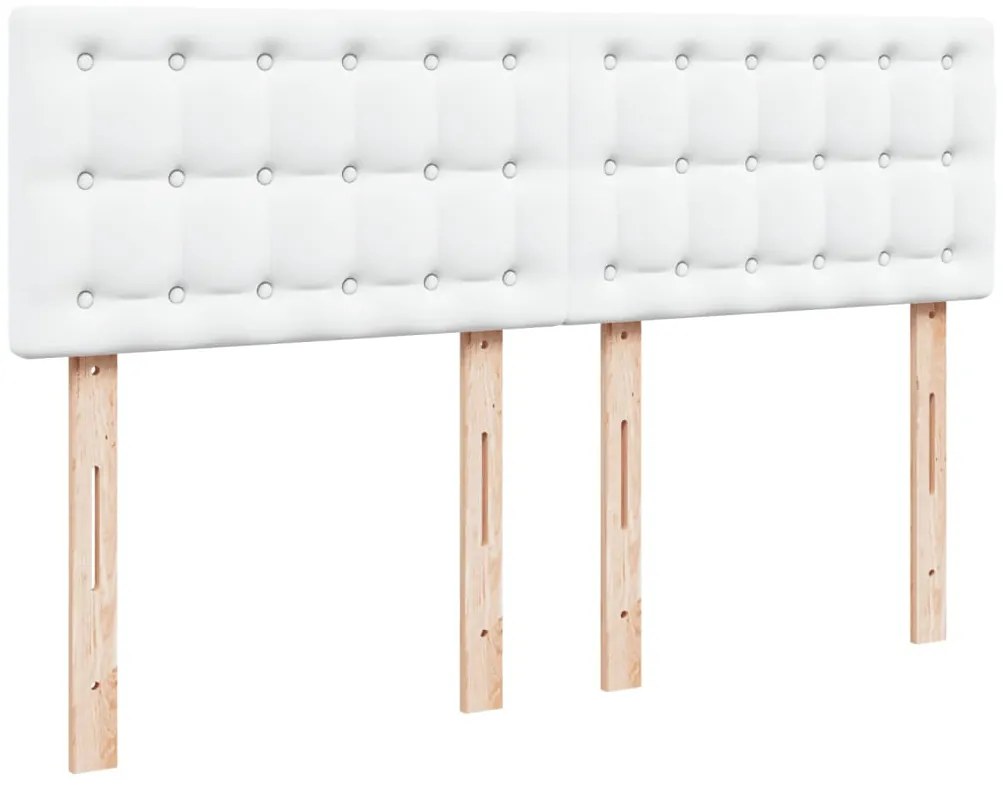 vidaXL Κρεβάτι Boxspring με Στρώμα Λευκό 140x190εκ.από Συνθετικό Δέρμα