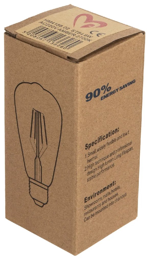 ΛΑΜΠΤΗΡΑΣ HM4188.02 LED FILAMENT 8W E27 DIMMABLE 3000K GOLD