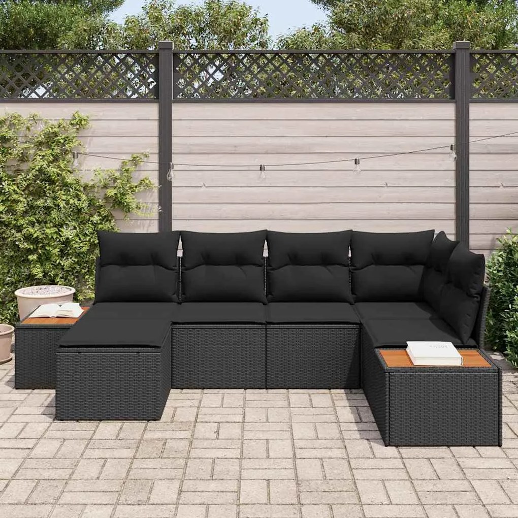 vidaXL Σετ Καναπέ Κήπου 6 pcs Μαύρο 264 x 154 x 85 εκ. Πολυ ράταν