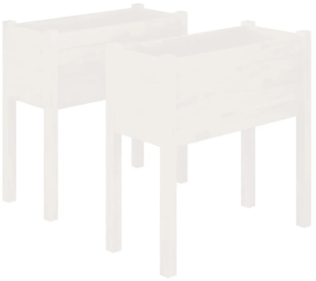 vidaXL Ζαρντινιέρες 2 τεμ. Λευκό 70 x 31 x 70 εκ από Μασίφ Ξύλο Πεύκου