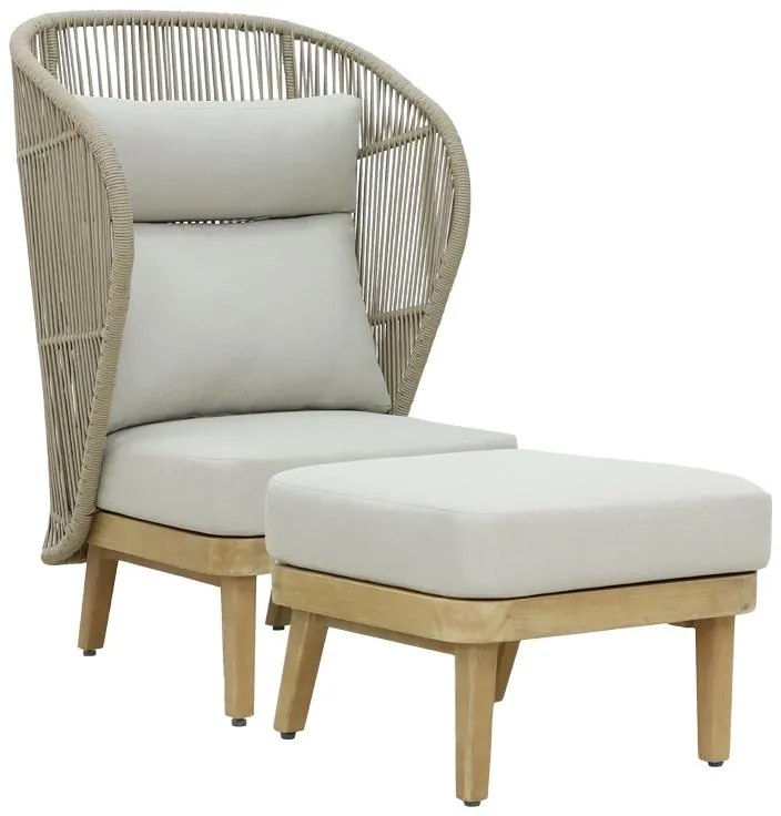 Σετ σαλονιού 2τμχ Nicholas μασίφ ξύλο ευκαλύπτου και μπεζ ύφασμα 79x79.5x117 εκ.