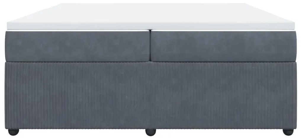 vidaXL Κρεβάτι Boxspring με Στρώμα Σκούρο Γκρι 200x200 εκ. Βελούδινο