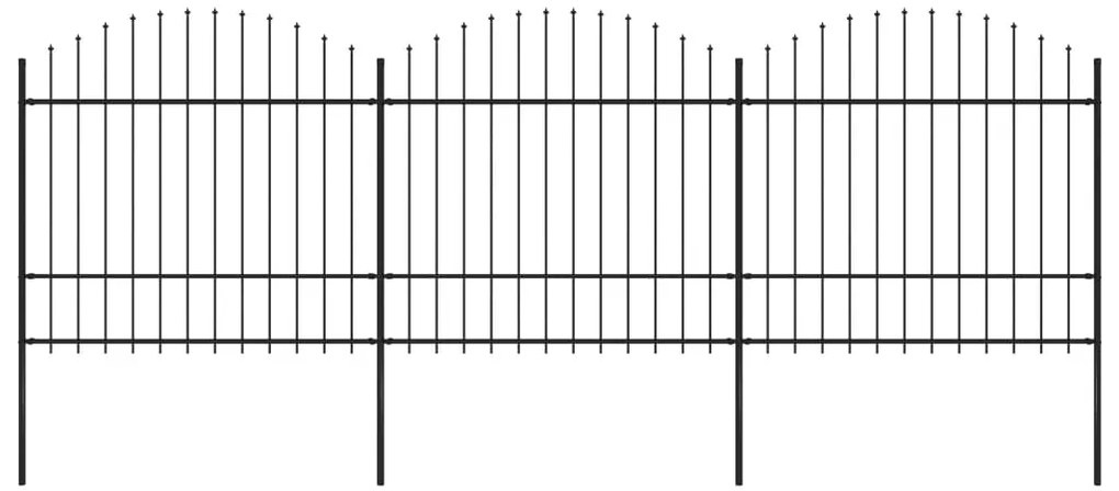 vidaXL Κάγκελα Περίφραξης με Λόγχες Μαύρα (1,5-1,75) x 5,1 μ. Ατσάλινα
