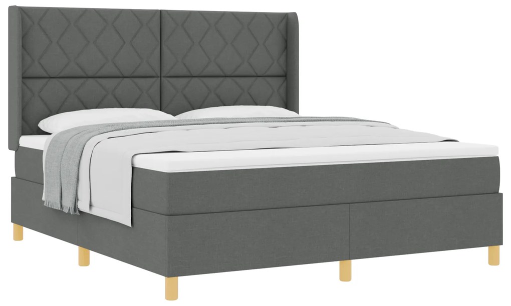 vidaXL Κρεβάτι Box Spring με Στρώμα Γκρι 180x200 εκ ύφασμα