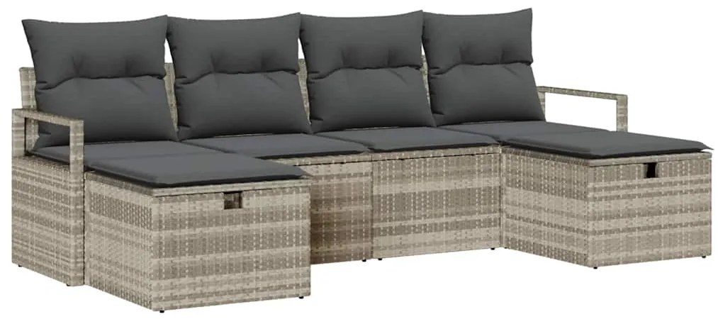 vidaXL Σετ Καναπέ με μαξιλάρι 6 pcs Ανοιχτό γκρι συνθετικό ρατάν